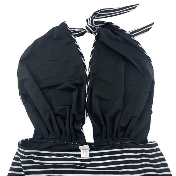 COCOSHIP Black White Striped Balancing Act Vintage Backless Bather Swimsuit 3X - Picture 5 of 14